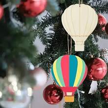 20 Pieces Of Wooden Balloon-Shaped Pieces For Diy Drawing, With Jute Strings, Home Christmas Tree Decorations - Beige - View 3