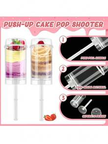 10pcs/20pcs Plastic Cake Push Pop Containers With Lids, Reusable Round Shape Push Up Cake Shooter Clear Cake Holders For Ice Cream Baking Molding - Clear - View 7