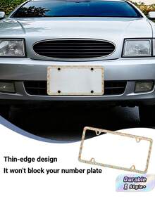 1PC Vintage Fan Shape Printed Aluminum License Plate Frame Rustproof Waterproof Weather Resistant Fade Resistant Durable Car Exterior Accessories Universal Fit US Standard Auto Tag Holder With Screws Kit Decorative Frame For Vehicle SUV Truck - A - View 1