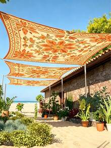 1 Piece Boho Mandala Orange Floral Gradient Outdoor Sun Shade Canopy Thickened UV Protection Easy Setup For Garden Patio Poolside 6 Person Without Poles - Orange Blossom - View 6