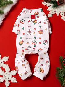 PETSIN 1pc Universal Pet Clothing For Cats And Dogs, Fully Printed With Christmas-Themed Designs - Full-Body Coveralls For Pets, Suitable For Small Dogs At Christmas Parties Or Daily Home Wear, Can Be Layered With Coats For Warmth - Multicolor - View 12