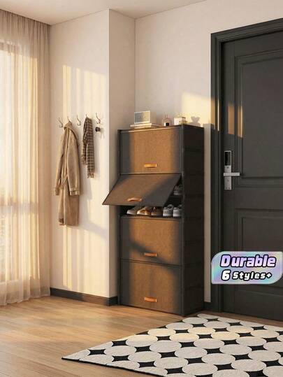 Meuble à chaussures d'entrée, étagère de rangement multicouche pour couloir de maison, meuble à chaussures simple anti-poussière, étagère de rangement à chaussures avec couvercle, meuble à chaussures à porte basculante, capable de ranger des sacs, des livres, des vêtements et des jouets