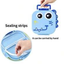 1pc Dinosaur Shaped Waterproof Pp Lunch Box, With Handle, 1470ml Capacity, Includes Utensils, 3-Compartment Design, Can Be Further Divided Into 4 Compartments. Suitable For Kitchen Storage/Food Container/Back To School Supplies/Office/Home/Holiday - Multicolor - View 6