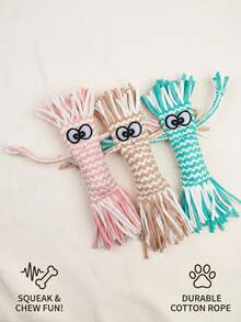 PETSIN Cute Doll Shaped Squeaky Plush Dog Toy, Adorable Fluffy Interactive Chew Toy, Fun Teething Play Companion For Puppies And All Sized Dogs - Multicolor - View 4