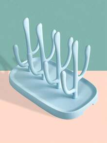 SHEIN Baby Cup Drying Rack | For Baby Bottles, Nipples And Water Cups. Facilitates Water Drainage. Bottles And Nipples Not Included. - Blue - View 7