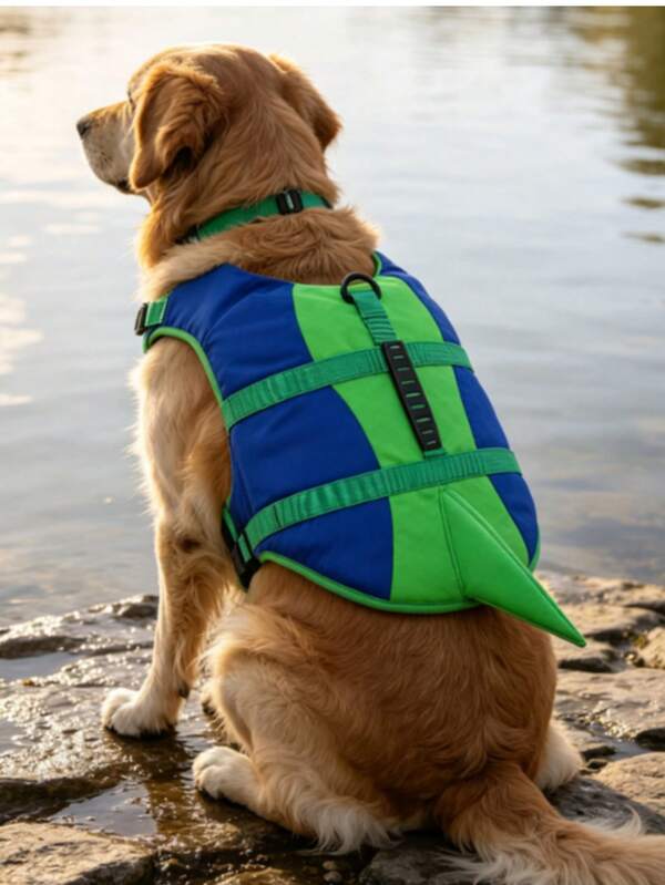 PETSIN Large Dog Clothing Large Dog Life JacketMinimalist Puppy Paw Print Graphic Sports Style Lightweight Thin Summer Beach Swimwear, Protection Wear, In Europe And America, Can Be Used For Outdoor Walking, Leash, Pet Life Jacket & Swimsuit