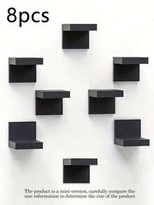 8pcs Ultra Mini Deep Black Thickened Wall-Mounted Storage Shelves, Modern Floating Display Racks, Narrow Space-Saving Storage Shelves, With Iron Plate Support, Screw Fixed, Suitable For Home And Office, 1/4/8pcs - Black - View 12