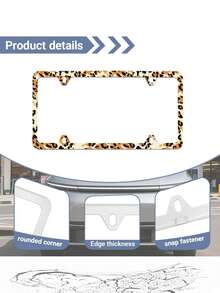1PC Aluminum Alloy Rustproof Wearproof Scratchproof Fadeproof Universal US Standard Leopard Print License Plate Frame With Screws Caps For Car SUV Truck Pickup Decoration Automotive Accessories - A - View 6