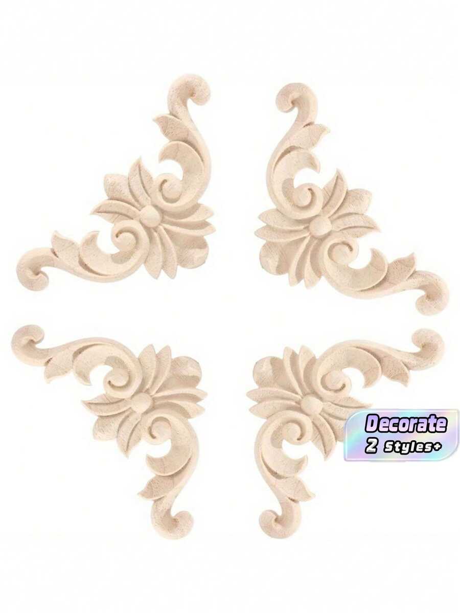 4/8 miếng nẹp góc gỗ dễ sơn và nhuộm màu, tùy chỉnh trang trí tự nhiên cho tường, cửa, tủ, DIY cải tạo nhà, bảo vệ cạnh bền bỉ, phong cách cổ điển - A - Xem 1