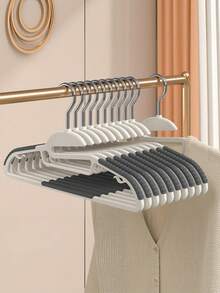 10PCS Thickened Heavy Duty Strong Load Bearing Non Slip Multifunctional Shaped Plastic Hangers Dry Wet Use Space Saving Closet Storage Laundry Drying With Anti Slip Strips For Home Dormitory Travel Balcony Bedroom Wardrobe Organizer Set - Multicolor - View 3