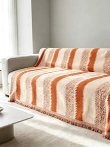 1pc Colorful Chenille Sofa Cover, One-Piece Sofa Protector With Tassel Design, All-Season Full Coverage, Pet-Friendly, Machine Washable, For Bedroom, Living Room, Office, Fits 1-4 Seater Sofa - Multicolor - View 9