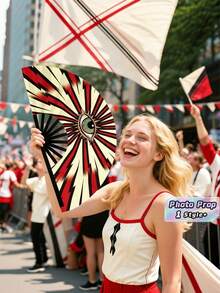 1PC Large Foldable Portable All Seeing Eye Print Hand Fan Party Music Festival Rally Concert Decoration Summer Outdoor Cheering Aid Durable Lightweight - multicolor - View 1