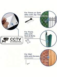2PCS Security Camera Warning Sign CCTV Surveillance Alert Deterrent Board For Home Office Shop Warehouse Store Apartment Garage Factory Property Protection Safety Indoor Outdoor Visible Wall Mount Decoration Must Have Home Security Accessory - multicolor - View 3