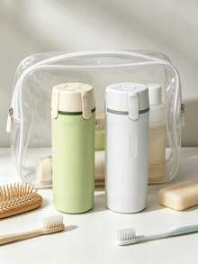 1pc Travel Refillable Bottles Set, 4‑In‑1 Portable Travel Dispenser Kit, Leak‑Proof Approved Travel Size Containers For Shampoo Lotion Cosmetics - Multicolor - View 2