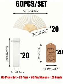 3/15/30/60Pcs Blank White Paper Hand Fan Set, Bamboo Ribs Folding Hand Fans With Organza Gift Bags & Thank You Tags, DIY Blank Foldable Paper Fans For Wedding Party Favors, Bridal Shower, Summer Outdoor Events, Guest Souvenirs, Painting & Craft Decor - multicolor - View 13