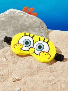 SpongeBob SquarePants | SHEIN 1件卡通刺繡眼罩，可愛立體設計，柔軟毛絨材質，強效遮光，適合旅行、辦公室午睡 - 黃色 - 查看 2