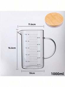 High Borosilicate Glass Measuring Cup With Non-Slip Handle And V-Shaped Spout - Heat Resistant, Microwave, Shatter-Resistant - Clear Glass With Milliliter Markings - Suitable For Baking, Cooking, Laboratory, Serving - Single Pack (Available In - Multicolor - View 10