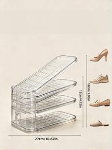 Adjustable Double Layer Shoe Rack Organizer – Space Saving 2-Tier Shoe Stacker For Sneakers, Heels, Boots, Closet, Entryway - Multicolor - View 3