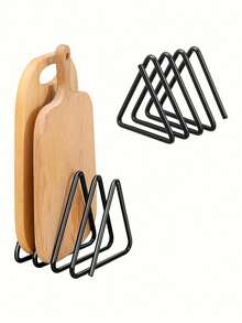 1/2 PCS Space Saving Heavy Duty Multi Functional Triangle Cutting Board Stand With Cabinet Countertop Shelf And Pot Rack Easy Install Kitchen Storage Box Organizer For Home Kitchen Countertop Organization Must Have - View 7