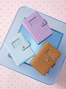 Joivida 1‑Pack Mini 6‑Hole Loose‑Leaf Notebook, Cute Heart Polka‑Dot Printed PU Leather Journal, Photo Window & Snap Button Closure, Exquisite Stitching Pocket Planner, Practical Compact Dairy For School Office Travel Daily Holiday Party Home Use - multicolor - View 2