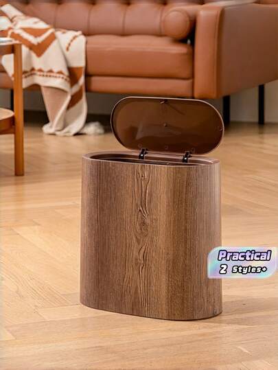 Square Sealed Marble Textured Trash Can With Lid - Press-To-Open Design, Suitable For Bathrooms, Hotels, Homes, Homestays And Kitchens, Living Rooms. Plastic Waste Bin, Stylish Garbage Basket, Ideal For Narrow Spaces, Space-Saving Design