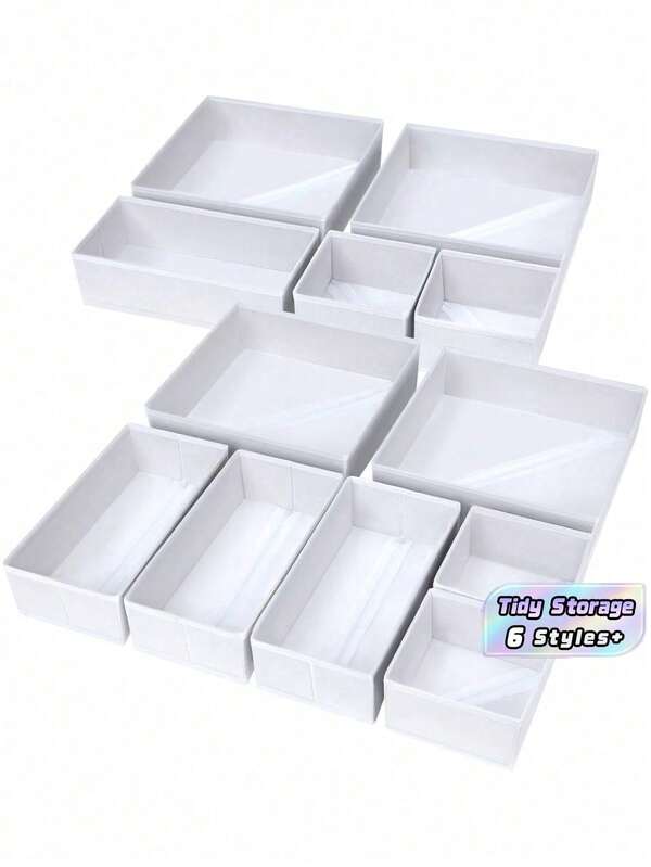 Cajas organizadoras plegables de tela para cajones y armario, color blanco, paquete múltiple de 1/3/6/9 para ropa interior, sujetadores, calcetines y bufandas