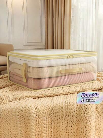 1pc Clear Transparent Quilt Storage Bag – Large Capacity Space Saving Vacuum Compression Bag For Comforters, Blankets, Seasonal Clothing Organization, Dustproof & Moisture Proof