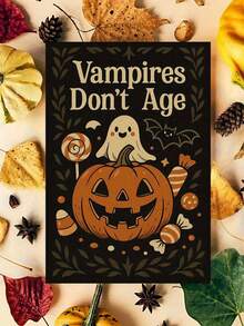 1PC Durable Cardstock With Red Envelope Funny Vampire And Pumpkin Pattern Halloween Greeting Card For Friends Family Adults Celebrate Spooky Season Share Laughter At Party - multicolor - View 2