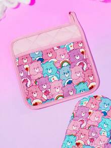 SHEIN X Care Bears 1/2 Pcs Cute Cartoon Print Kitchen Insulation Set, Insulation Mat, A Must For Kitchen Baking, Effectively Isolating Heat Sources, Single/Combination - Pink - View 6