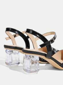 CUCCOO TILAWA Ladies' Fashionable And Elegant Pointed Crystal Heel, Rhinestone Pointed Laser Lace, Women's High-Heeled Shoes, Suitable For Banquets, Parties Fall Shoes - Black - View 9