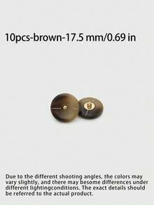 1 Pack 10 Pieces Simple Two‑Color Round Resin Metal Buttons Classic Decorative Fasteners For Coat Sweater Suit Tweed Outerwear Diy Sewing Accessories - 10pcs - View 16