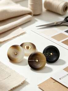 1 Pack 10 Pieces Simple Two‑Color Round Resin Metal Buttons Classic Decorative Fasteners For Coat Sweater Suit Tweed Outerwear Diy Sewing Accessories - 10pcs - View 9