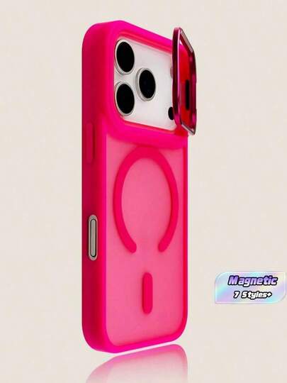 Alloy Luxury Magnetic Style Stand Phone Case Semi-Transparent Frosted Acrylic Magnetic Phone Case Compatible With 17 Pro Max 16 15 Pro Max Supports Magnetic Wireless Charging 16 Pro Phone Case Comfortable Touch Metal Lens Holder