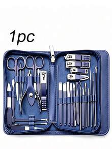 Blue Stainless Steel Nail Clipper Set With False Nails, Manicure Grooming Kit - Multicolor - View 10