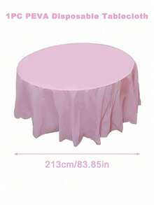 1pc 84 Inch Multicoloured Solid Color Plastic Round Disposable Tablecloth, Round Table Cover Perfect For Birthday Wedding Holiday 2025 New Year Party Home Table Decor, Wipe Covers Diameter 213cm Tablecloth, Valentine's Day Decorative Tablecloth - Multicolor - View 21