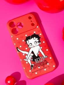 Betty Boop x SHEIN 卡通圖案紅色啞光手機殼，防摔保護 11-17 系列手機殼 - 彩色 - 查看 2