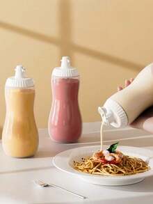 Plastic Pressurized Spice Bottle, 500ml Capacity, Reusable Sauce Dispenser, Leakproof, Suitable For Ketchup, Sesame Sauce, Salad Dressing, And Kitchen Use - Multicolor - View 2