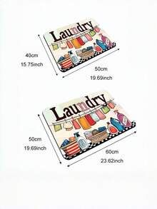 1PC Rubber Non-Slip Soft Washing Machine Cover Mat, Cartoon Text Print Absorbent Quick-Dry Top Protector, Dustproof Fade-Resistant, Ideal For Laundry Room, Kitchen, Dryer, Refrigerator, Home Appliance Decor - Multicolor - View 3