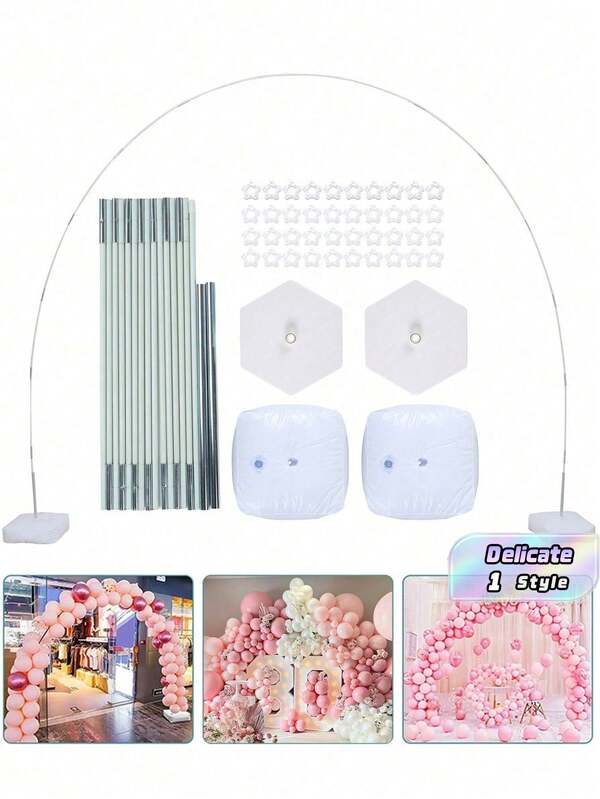 1 Set 3*2.2m Adjustable Balloon Arch Frame, Balloon Arch Kit, Water-Fillable Base, Stable And Durable, Flexible Balloon Arch Pole, Suitable For Wedding Decoration, Birthday Decoration, Bridal Shower Decoration, Engagement Decoration, Party Decoration