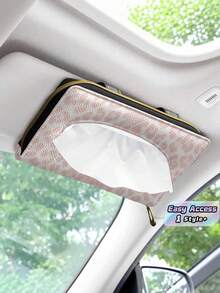 1PC PU Leather Metal Zipper Clip Visor Mount Seat Back Multifunctional Pink Leopard Print Car Tissue Box Holder Car Napkin Dispenser For Car SUV Truck Car Interior Storage Organizer Auto Accessories - A - View 1