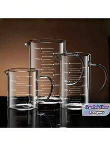 High Borosilicate Glass Measuring Cup With Non-Slip Handle And V-Shaped Spout - Heat Resistant, Microwave, Shatter-Resistant - Clear Glass With Milliliter Markings - Suitable For Baking, Cooking, Laboratory, Serving - Single Pack (Available In - Multicolor - View 1