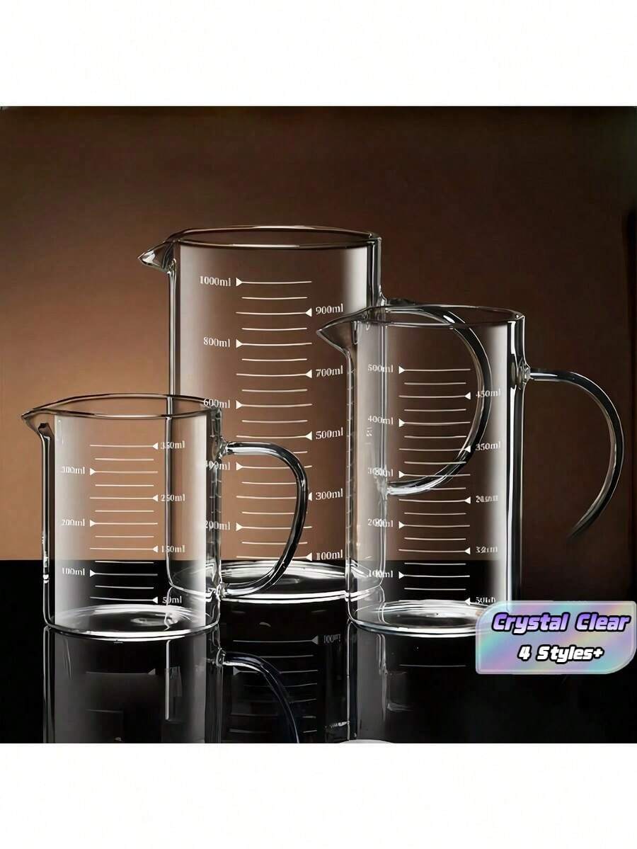 High Borosilicate Glass Measuring Cup With Non-Slip Handle And V-Shaped Spout - Heat Resistant, Microwave, Shatter-Resistant - Clear Glass With Milliliter Markings - Suitable For Baking, Cooking, Laboratory, Serving - Single Pack (Available In - Multicolor - View 1