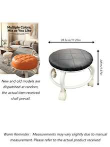 1pc Universal Caster Wheel Small Stool, Home Use Small Bench, Rolling Low Stool, Space-Saving For Rental Apartments, Popular Round Stool - Multicolor - View 4