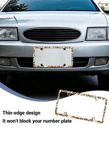 1PC Aluminum Alloy Rustproof Wearproof Scratchproof Fadeproof Universal US Standard Leopard Print License Plate Frame With Screws Caps For Car SUV Truck Pickup Decoration Automotive Accessories - A - View 3