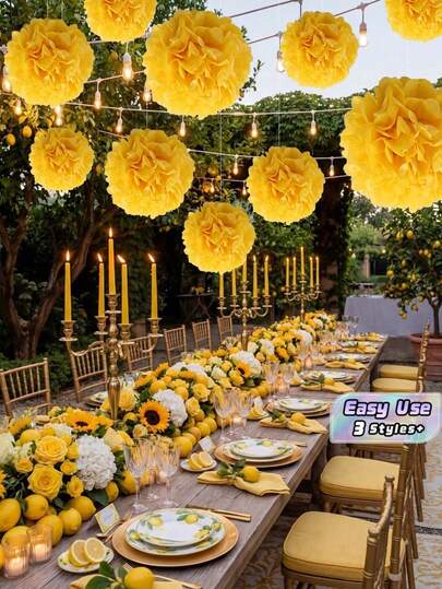 Guirlanda de Bolas de Papel Favo de Mel Amarelo de Alta Qualidade 30/15/10 Peças, Decoração Pendurada no Teto de 6/8/10 Polegadas para Festa com Tema de Abelha, Limão, Girassol, Casamento, Aniversário, Formatura, Chá de Bebê, Despedida de Solteiro, Dia dos Namorados, Colheita & Festa na Piscina, Suprimentos Amarelos