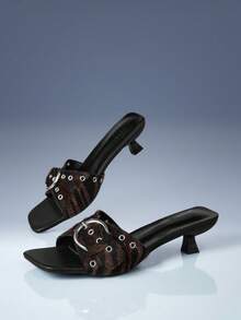 CUCCOO GRLICON Ladies, Spike Buckles, High Heels. - Mocha Brown - View 1