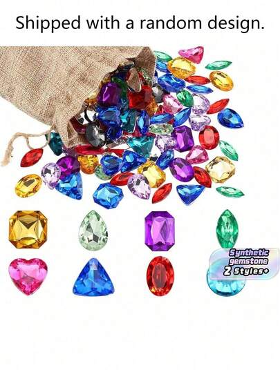 20/100 Gems Pirate Treasure Jewelry Artificial Acrylic Gems Multicolor Shiny Plastic With Drawstring Bag, Suitable For Party Table Decorations And Pirate-Themed Party Favors