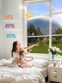 1 Roll One Way Clear Window Film Privacy: Heat Reflective Mirror Window Film For Glass Windows Daytime Anti Glare With Adhesive, UV Window Tint Film Sun Blocker For Home Office - Silver - View 5