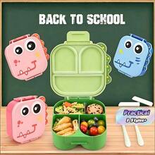 1pc Dinosaur Shaped Waterproof Pp Lunch Box, With Handle, 1470ml Capacity, Includes Utensils, 3-Compartment Design, Can Be Further Divided Into 4 Compartments. Suitable For Kitchen Storage/Food Container/Back To School Supplies/Office/Home/Holiday - Multicolor - View 1