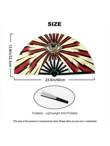 1PC Large Foldable Portable All Seeing Eye Print Hand Fan Party Music Festival Rally Concert Decoration Summer Outdoor Cheering Aid Durable Lightweight - multicolor - View 3
